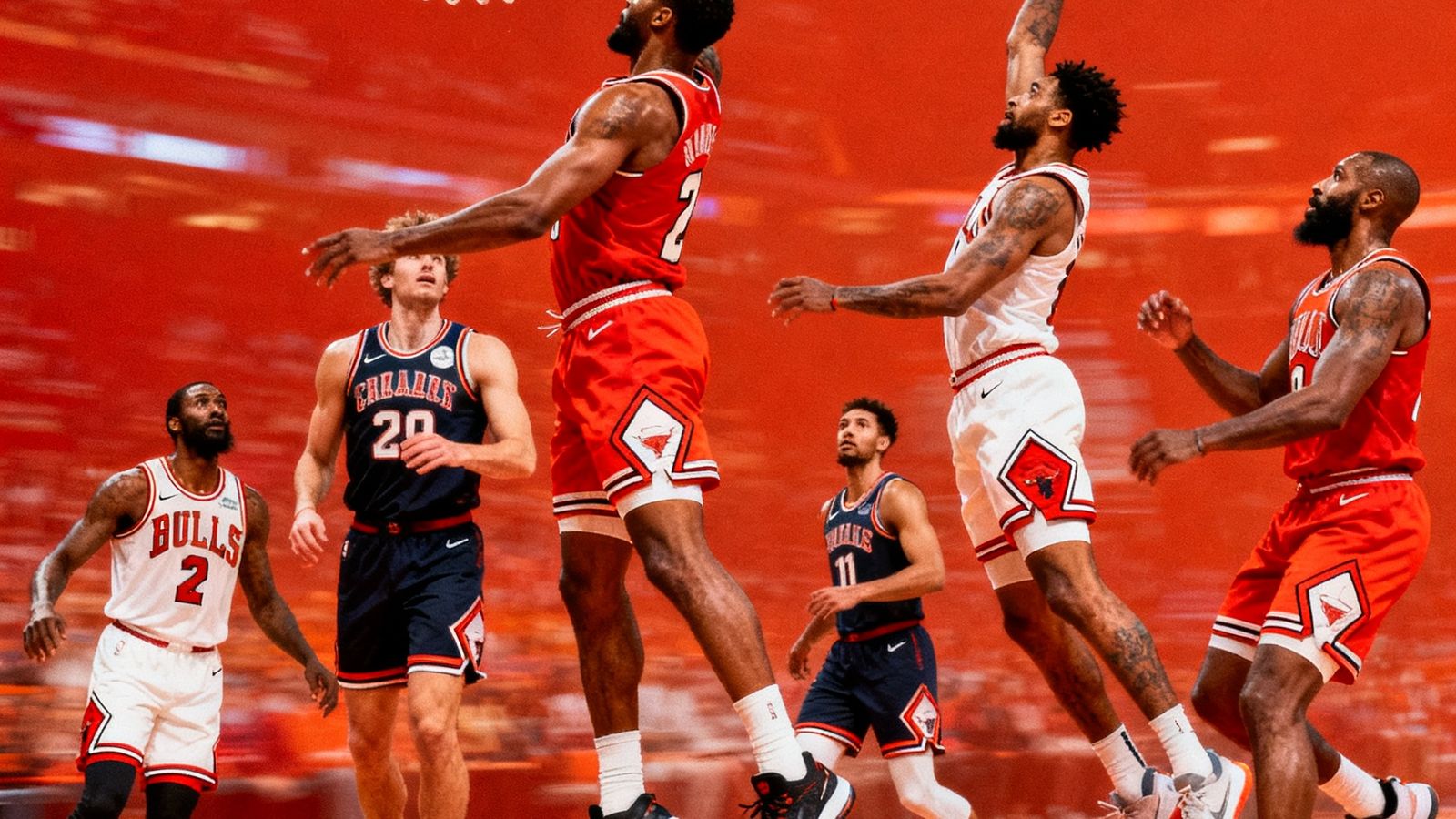 NBA精彩集锦封面，多名球员的扣篮瞬间合成在一张画面中，充满力量感和视觉冲击